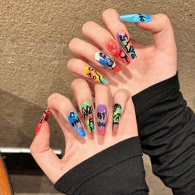 Graffiti Oil Painting Series Removable Fake Nails Wear Armor (Option: 2210 Super Long Ladder-Small Size S)