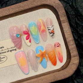 Three-dimensional Starfish Island Vacation Style Wear Nail Tip (Option: 2670 Long Pointed Round-Small Size S)